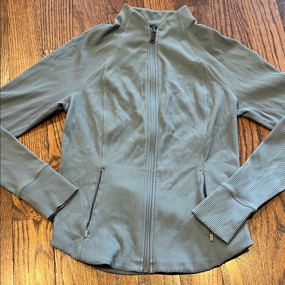 Athleta Ribbed Salutation Jacket Mineral Grey M Medium